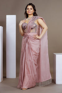 Mauve Corset Blouse Saree