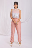 Nude Pink Charm Embroidered Ensemble
