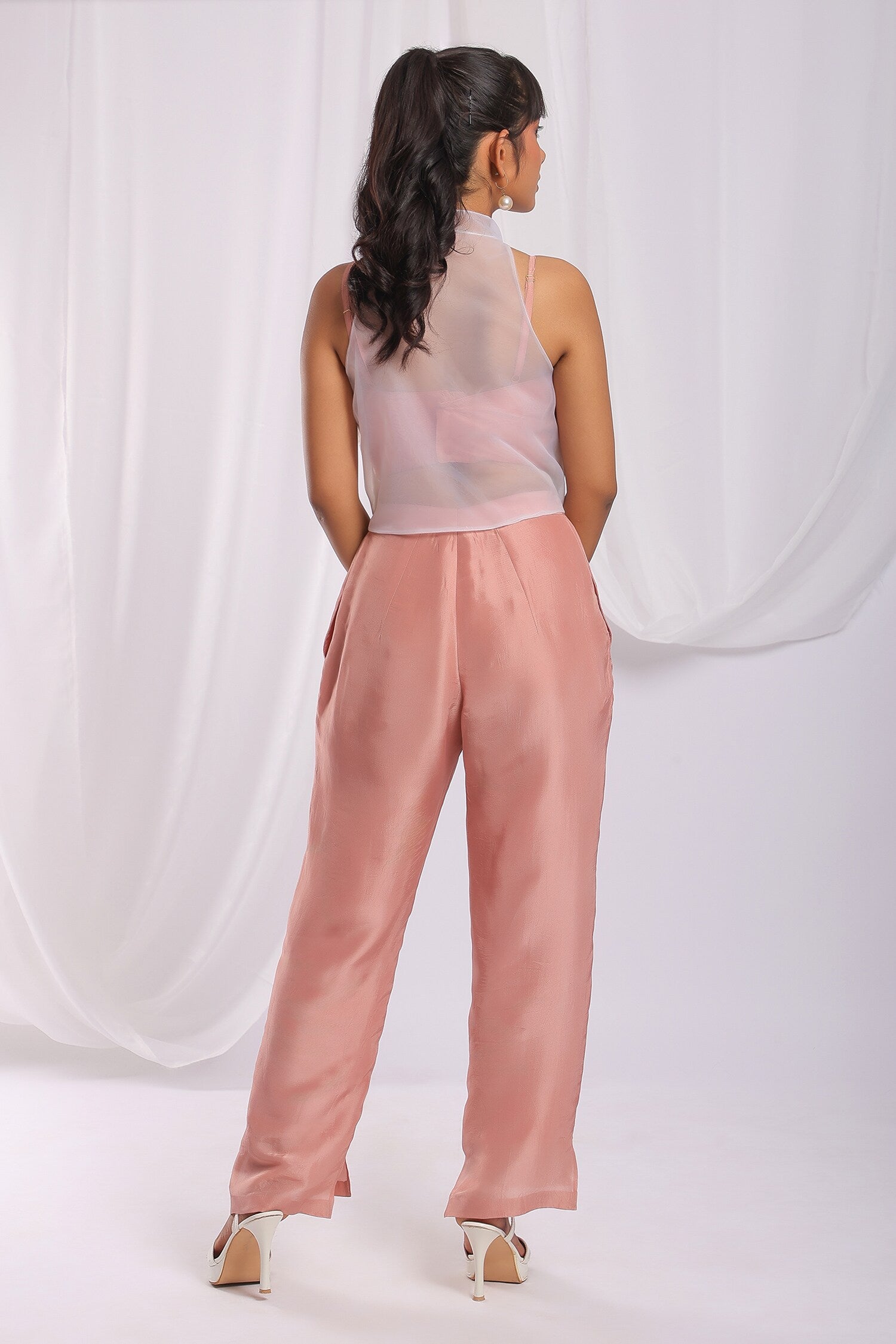 Nude Pink Charm Embroidered Ensemble