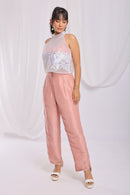 Nude Pink Charm Embroidered Ensemble