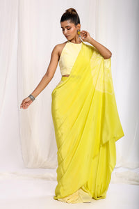 Lime Tie Dye Patch Saree