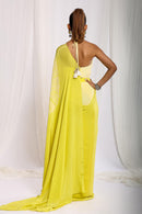 Lime Tie Dye Patch Saree