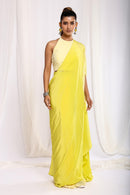 Lime Tie Dye Patch Saree