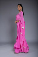 Pink Flounce Saree