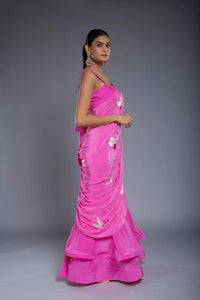 Pink Flounce Saree