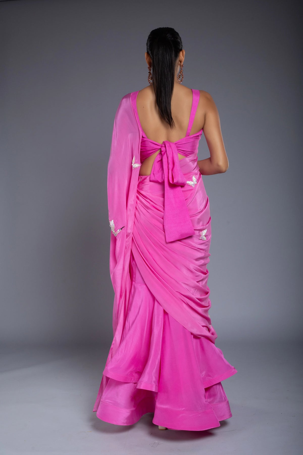 Pink Flounce Saree