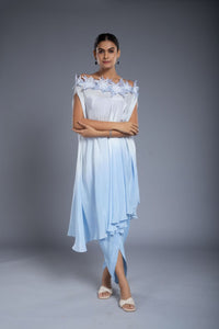 Shaded Blue Drape Dress