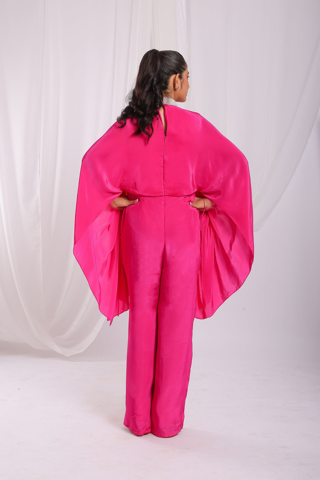 Tassel Tie Cape Jumpsuit