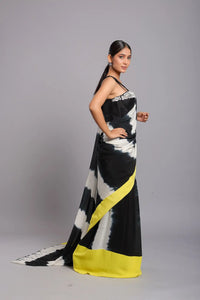 Lime Elegance Strip Saree