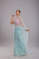 Glacial Beauty Handcrafted Saree Set
