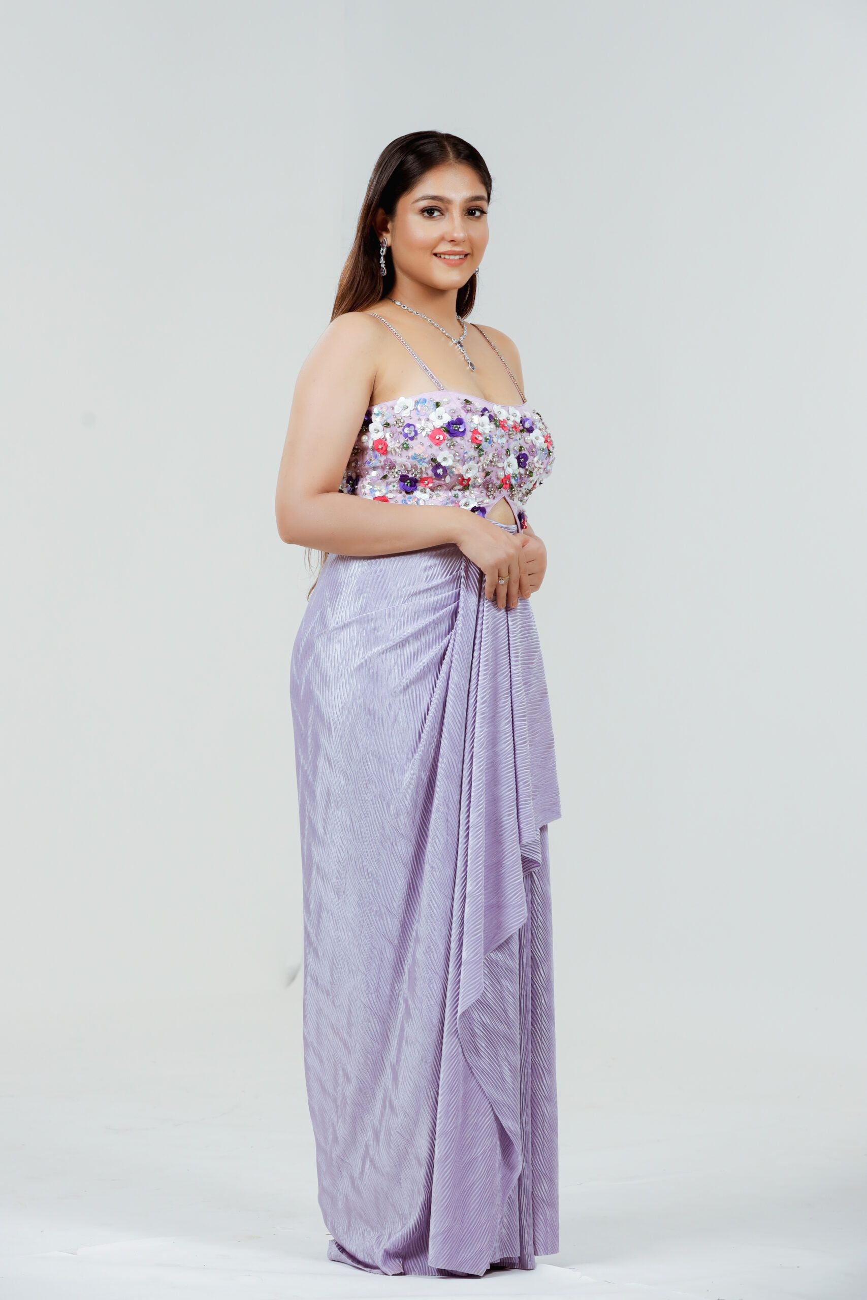 Lavender Pleated Skirt Set