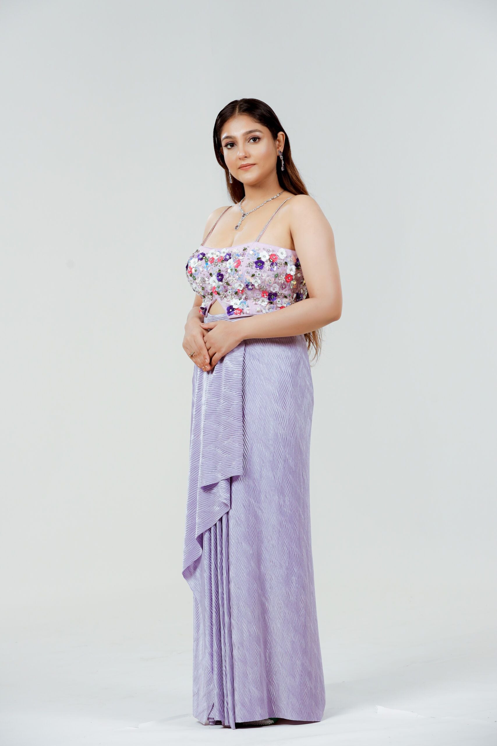 Lavender Pleated Skirt Set