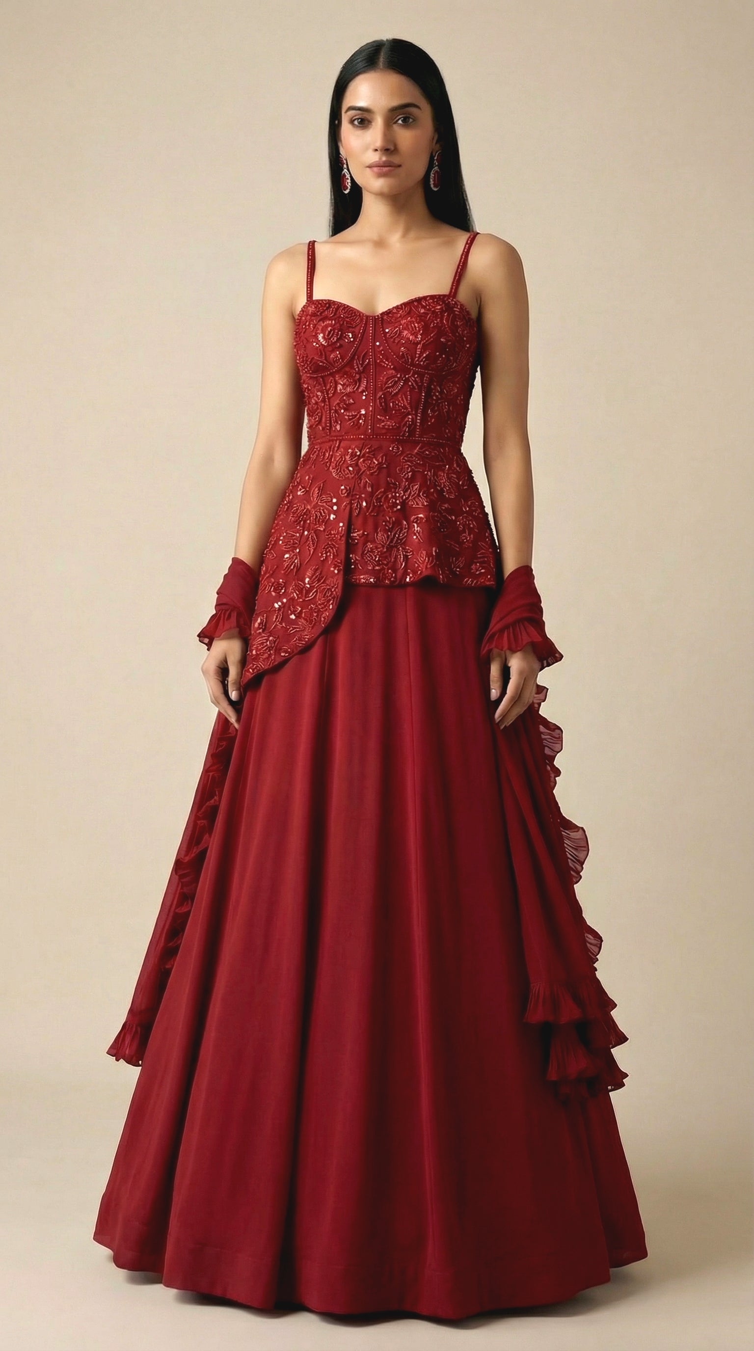 Wine and Roses lehenga