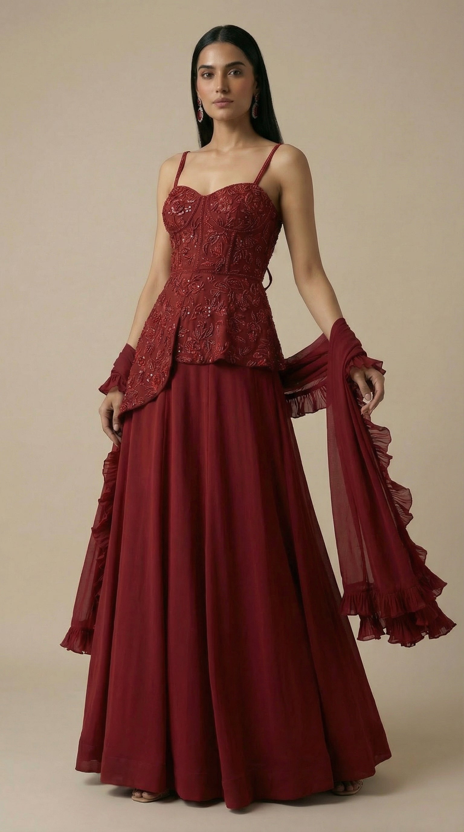 Wine and Roses lehenga
