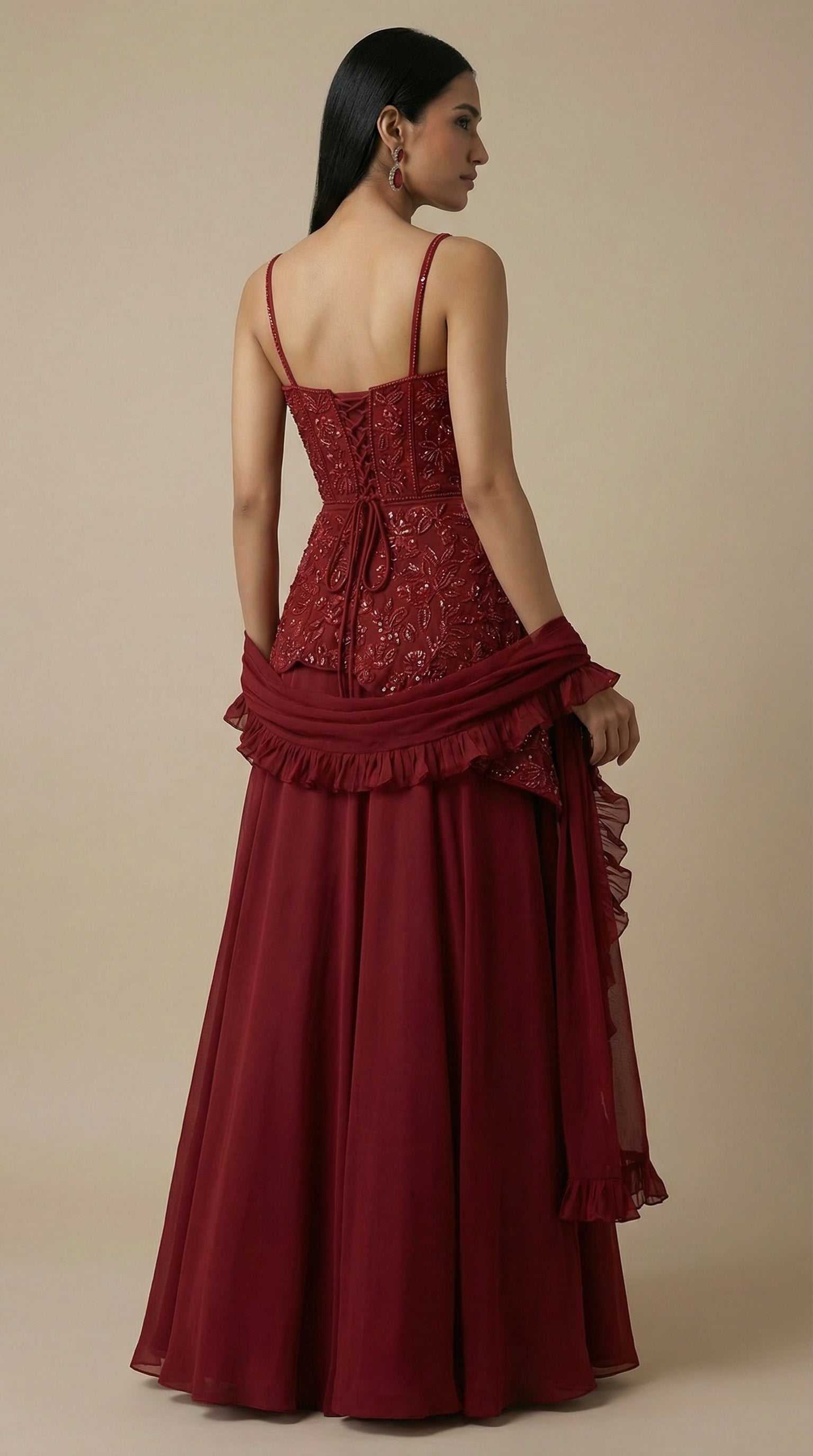 Wine and Roses lehenga