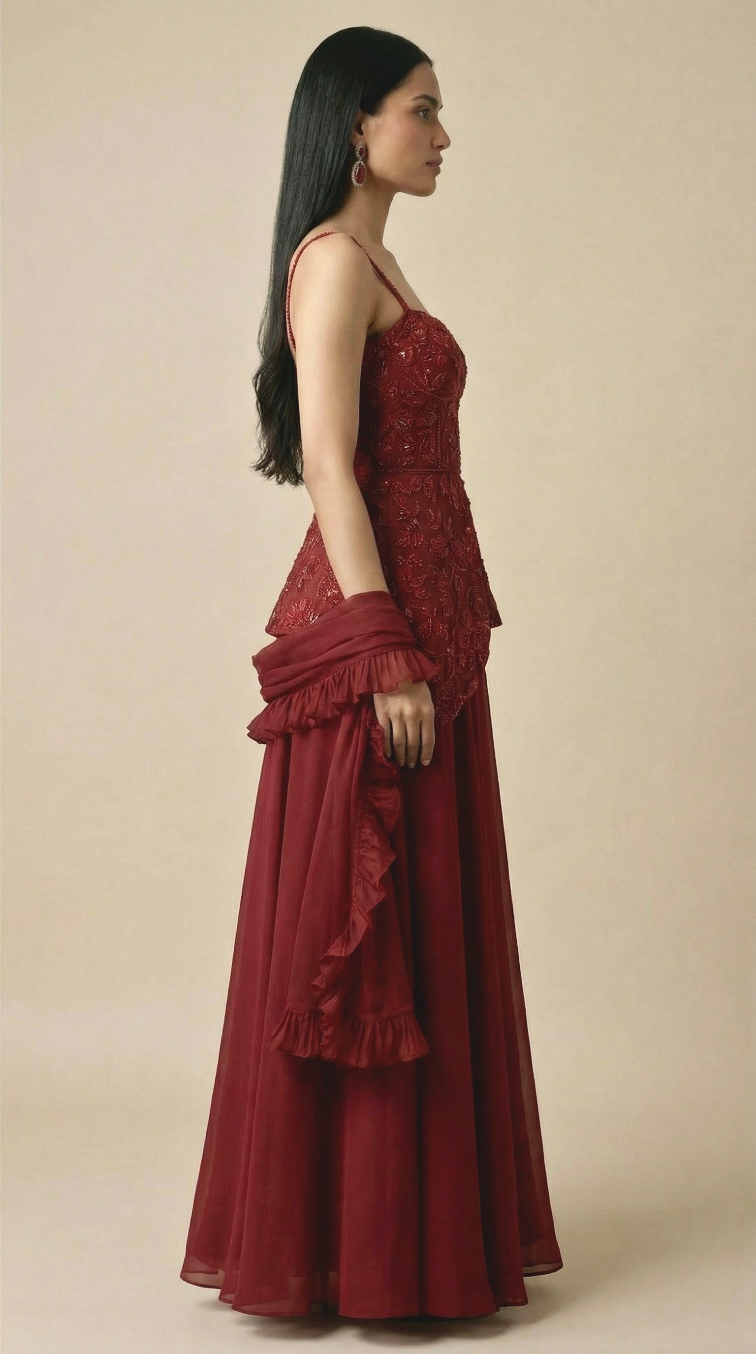 Wine and Roses lehenga
