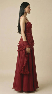 Wine and Roses lehenga
