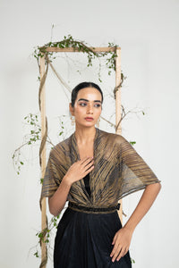 Midnight Gold Drape Gown