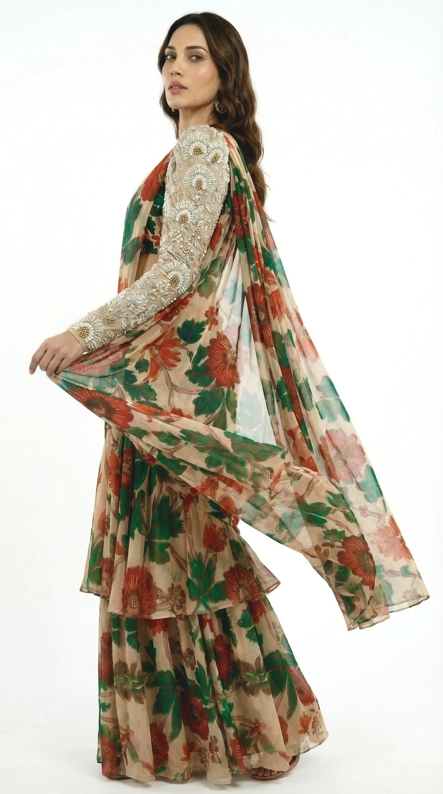The Wild Poppy Saree