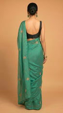 Emerald Bloom Embroidered Saree