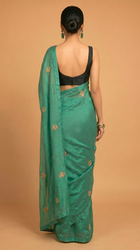Emerald Bloom Embroidered Saree