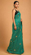 Emerald Bloom Embroidered Saree