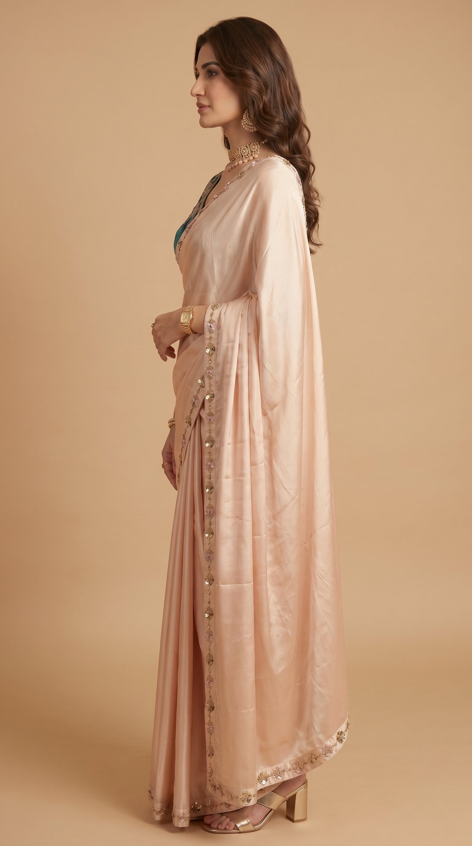 Peach Bloom Saree