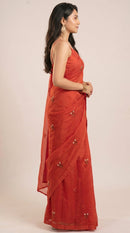 Flame Flower Embroidered Saree