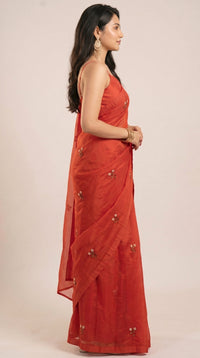 Flame Flower Embroidered Saree
