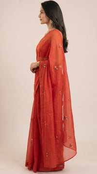 Flame Flower Embroidered Saree