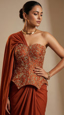 Rust Royale Corset Saree