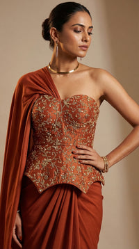 Rust Royale Corset Saree