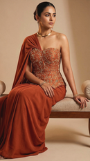 Rust Royale Corset Saree
