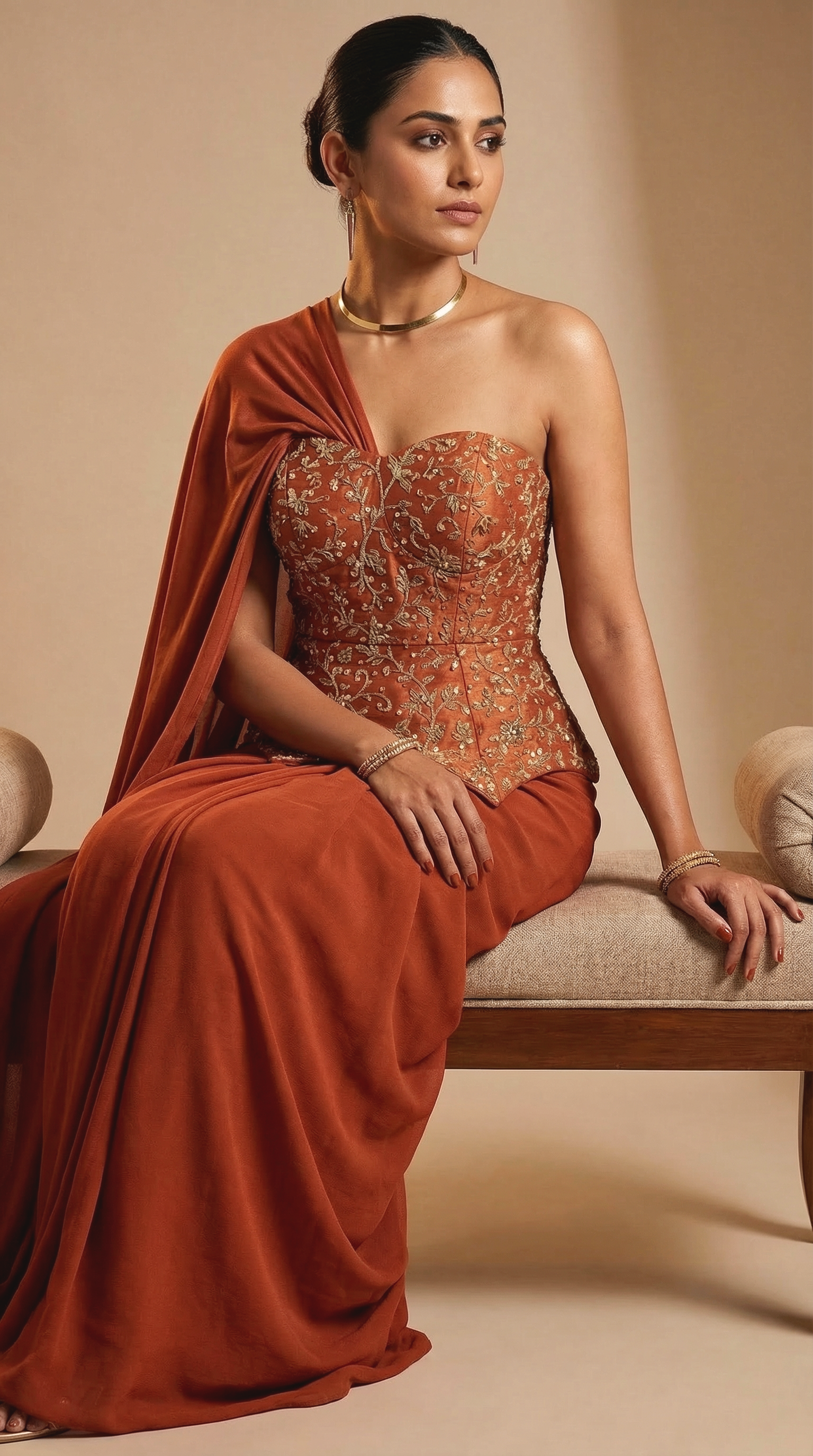 Rust Royale Corset Saree