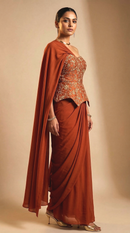 Rust Royale Corset Saree