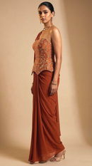Rust Royale Corset Saree