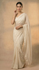 Delicate Daisy White Saree