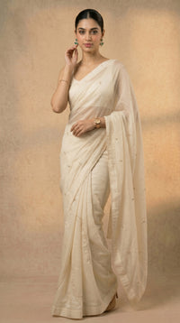 Delicate Daisy White Saree