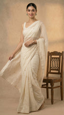 Delicate Daisy White Saree