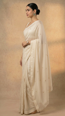 Delicate Daisy White Saree