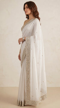 Champagne Ivory Heritage Saree