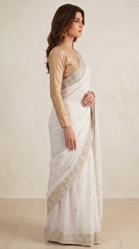 Champagne Ivory Heritage Saree